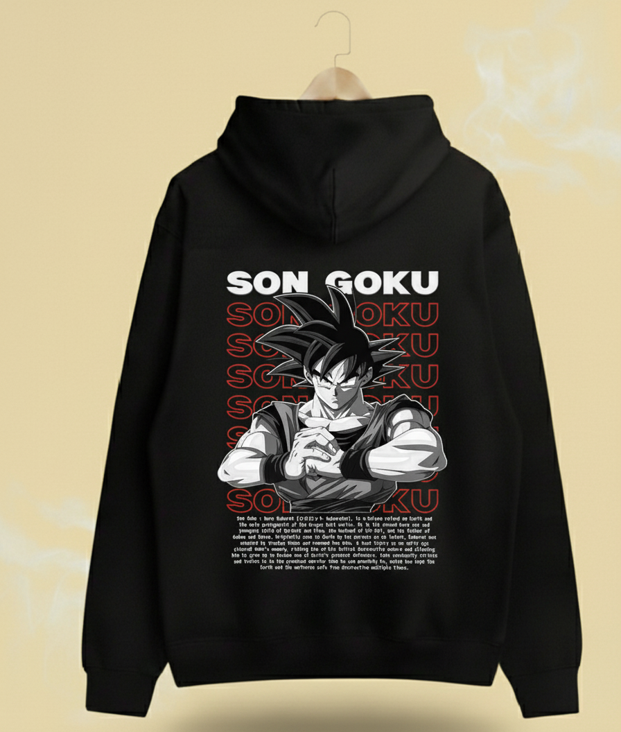 Dragon Ball Z Style (UNISEX) Pure Cotton Black Printed Hoodie For Winters